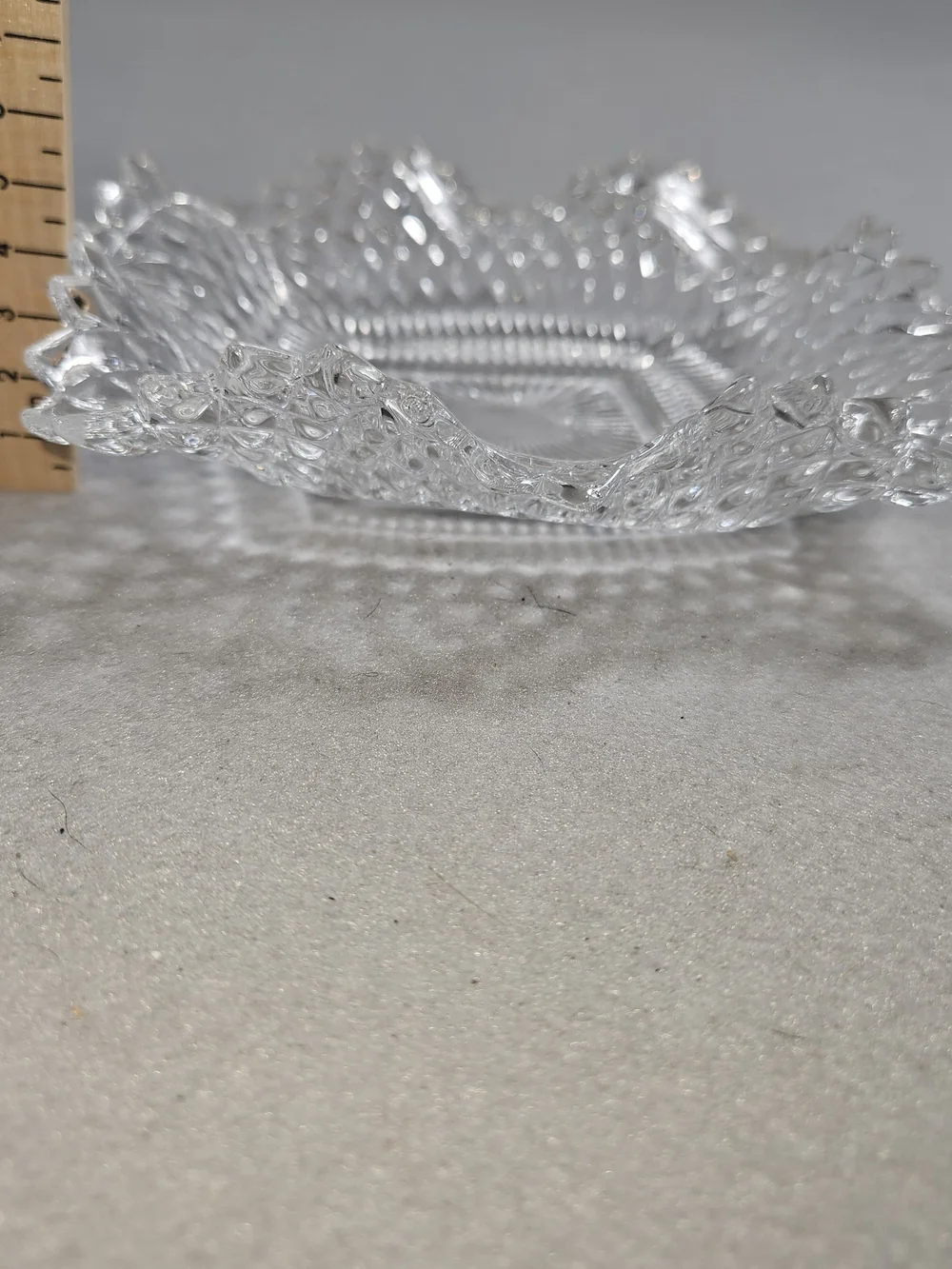 Vintage Indiana Glass Diamond Point Sunburst Square Bowls Set
